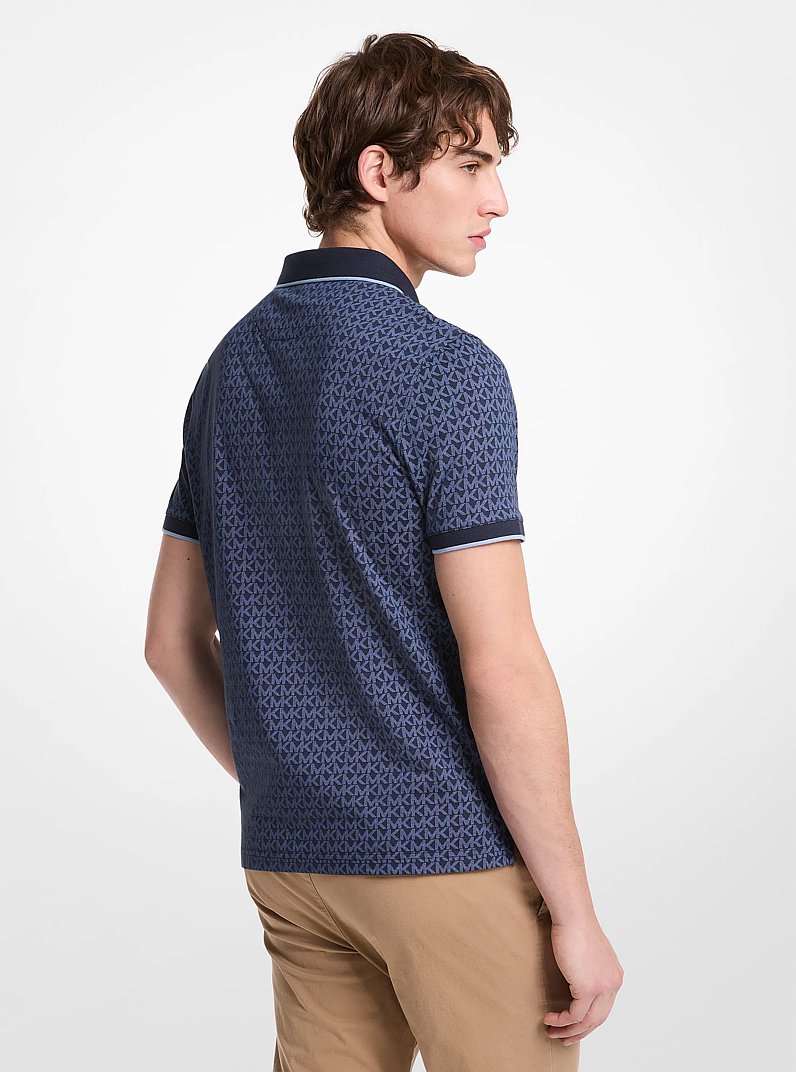Polo Greenwich en coton &agrave; imprim&eacute; &agrave; logo Signature in MINUIT | Michael Kors