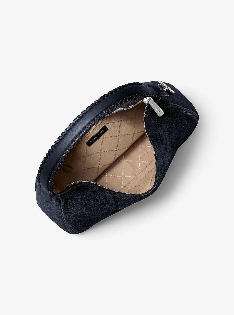 Sac &agrave; &eacute;paule boh&egrave;me Nayla de taille moyenne en su&egrave;de in BLEU MARINE | Michael Kors