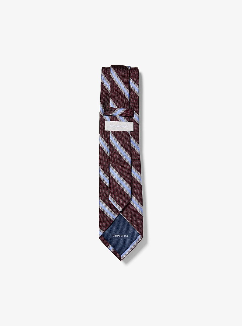 Striped Silk Tie in BURGUNDY | Michael Kors