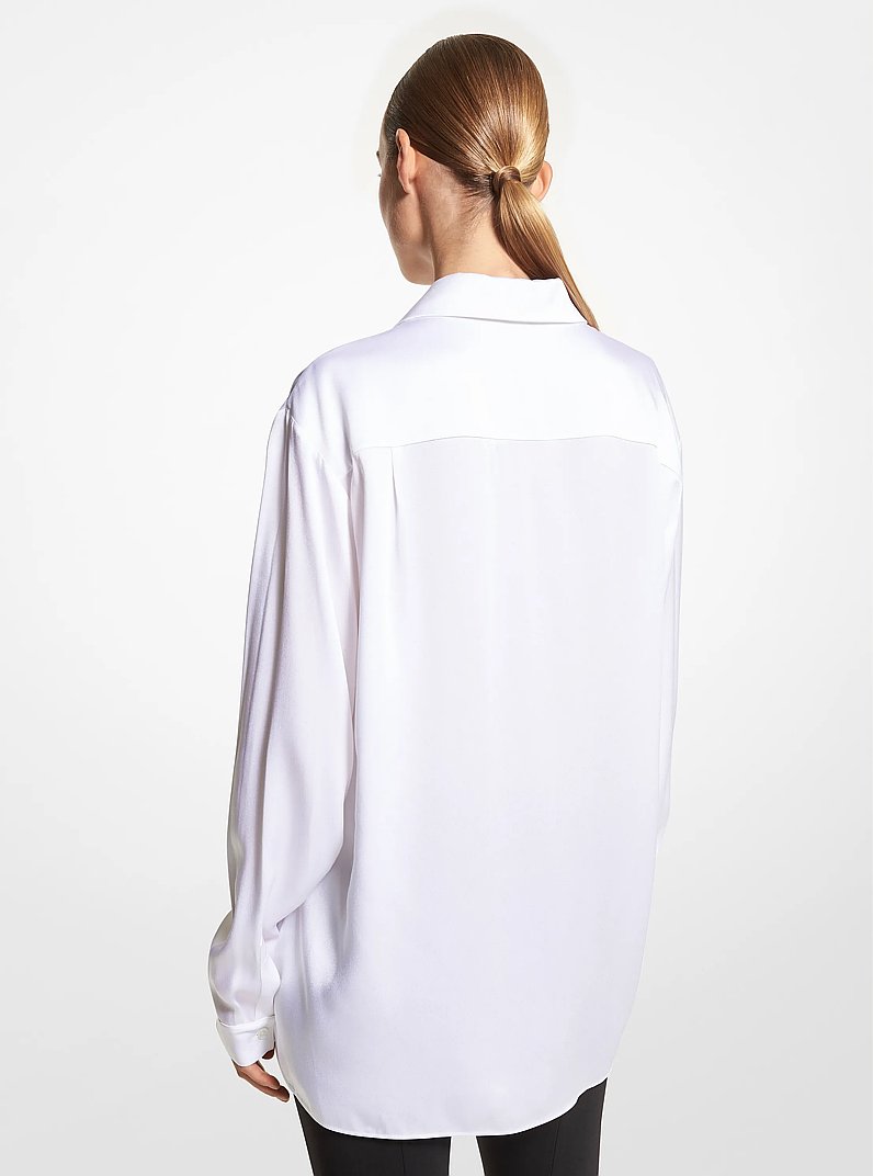 Charmeuse Boyfriend Shirt in OPTIC WHITE | Michael Kors