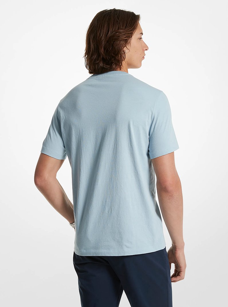 Camiseta de algod&oacute;n con logotipo in AZUL P&Aacute;LIDO | Michael Kors