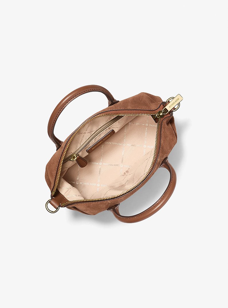 Hyde Small Suede Convertible Crossbody Bag in LUGGAGE | Michael Kors