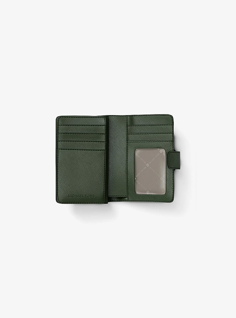 Jet Set Travel Medium Saffiano Leather Wallet in AMAZON GREEN | Michael Kors