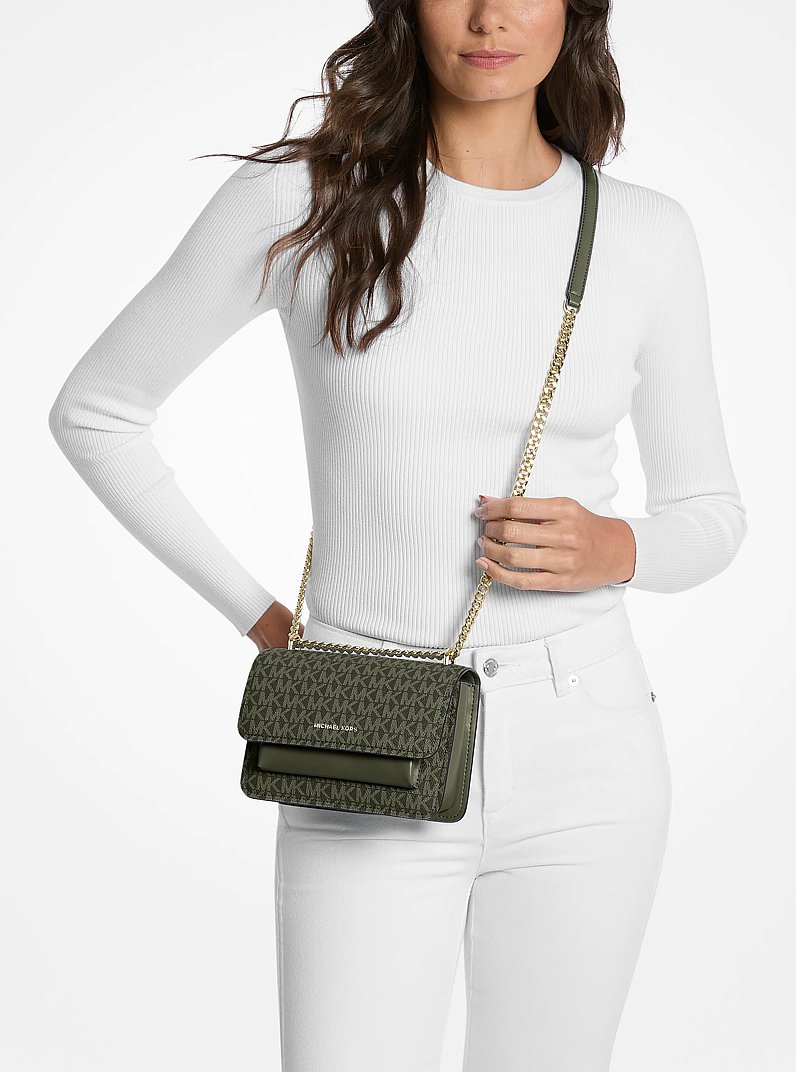 Claire Small Signature Logo Crossbody Bag in IVY | Michael Kors