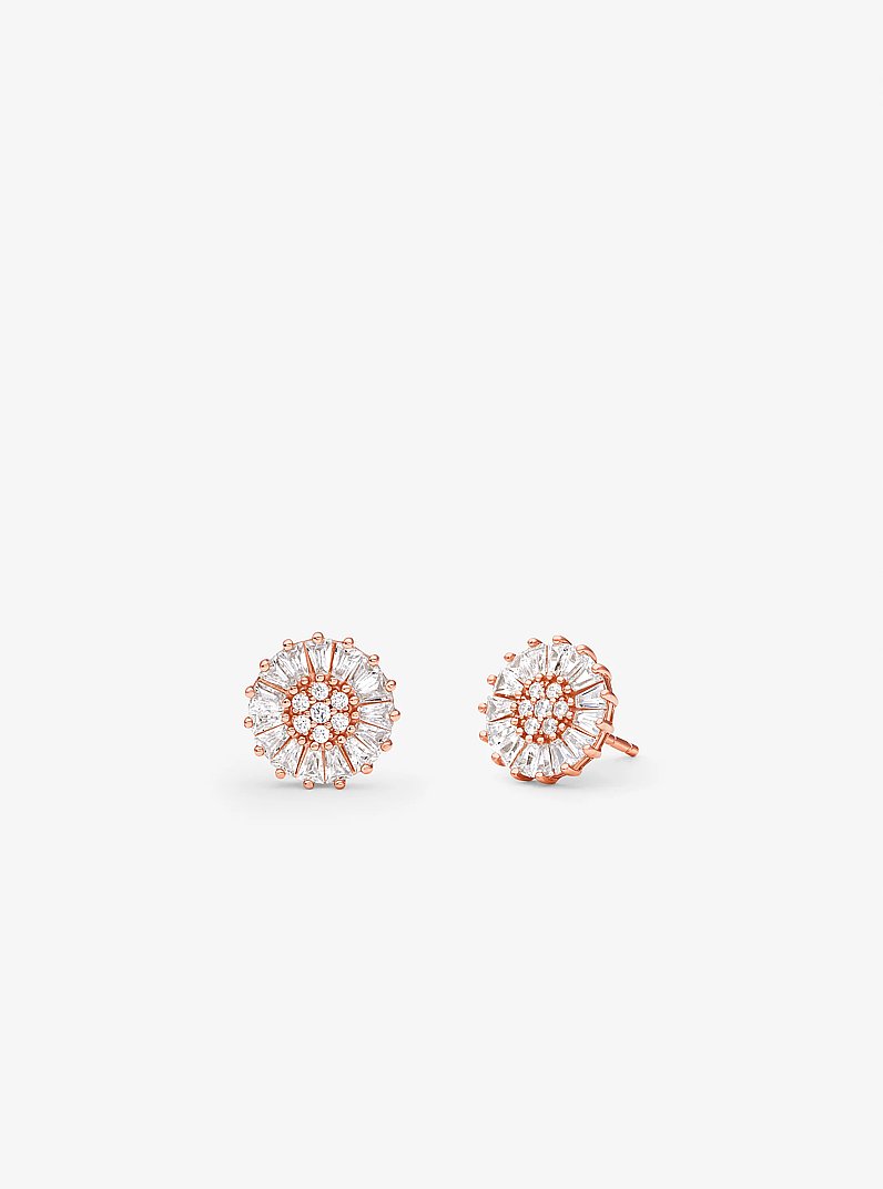 Pendientes de tuerca de plata de ley con chapado en metales preciosos e incrustaciones in DORADO ROSA | Michael Kors