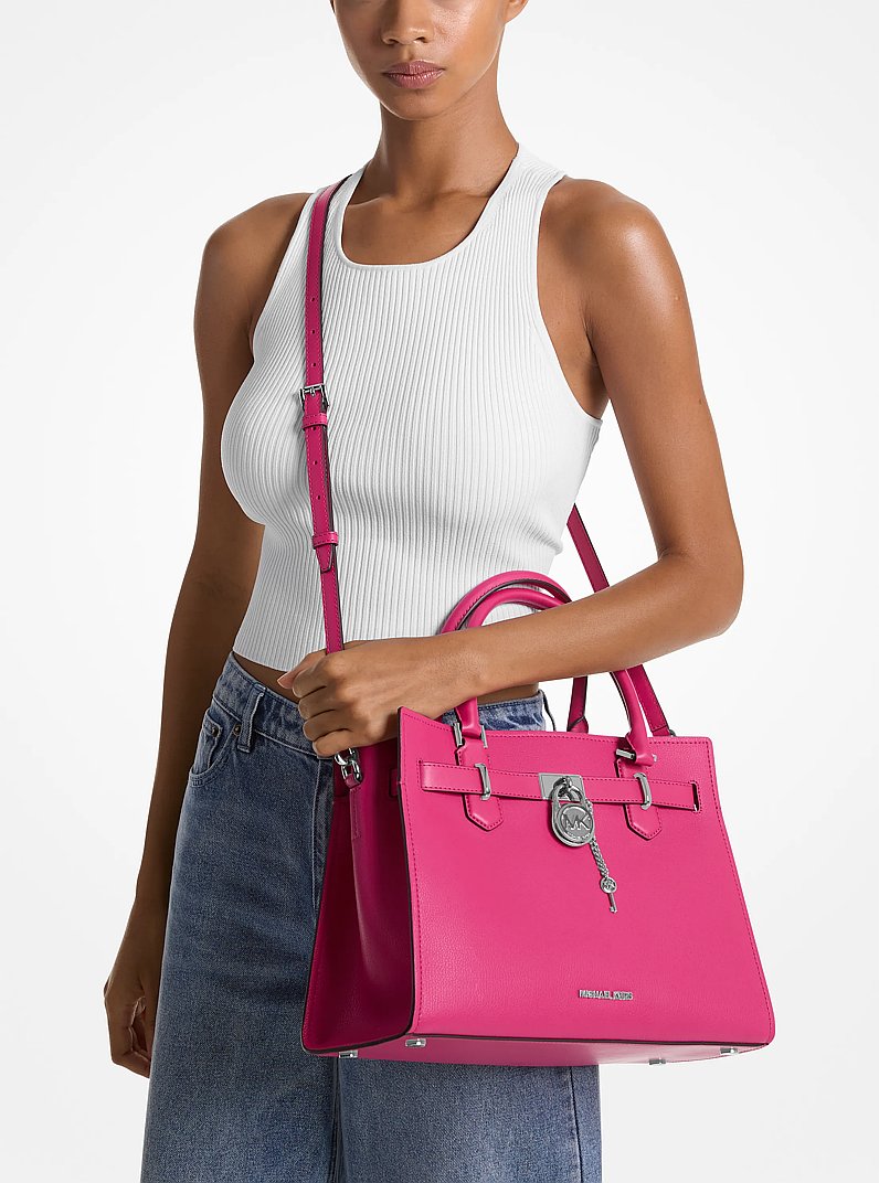 Landon Medium Leather Satchel in DRAGONFRUIT - Sale | Michael Kors