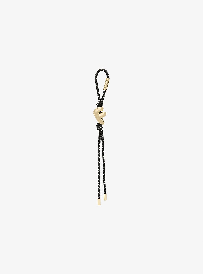Initial Gold-Tone and Speckled Cord Bag Charm in 18K GOLD | Michael Kors