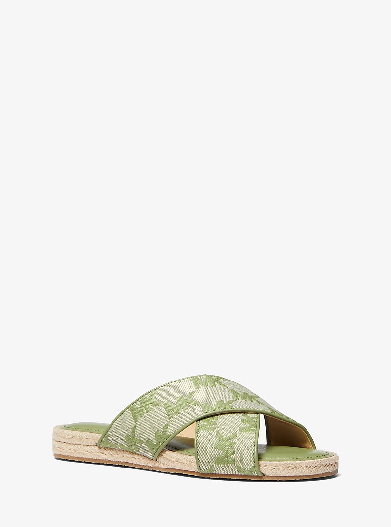 Jolie Logo Jacquard Espadrille Sandal in LIGHT SAGE | Michael Kors