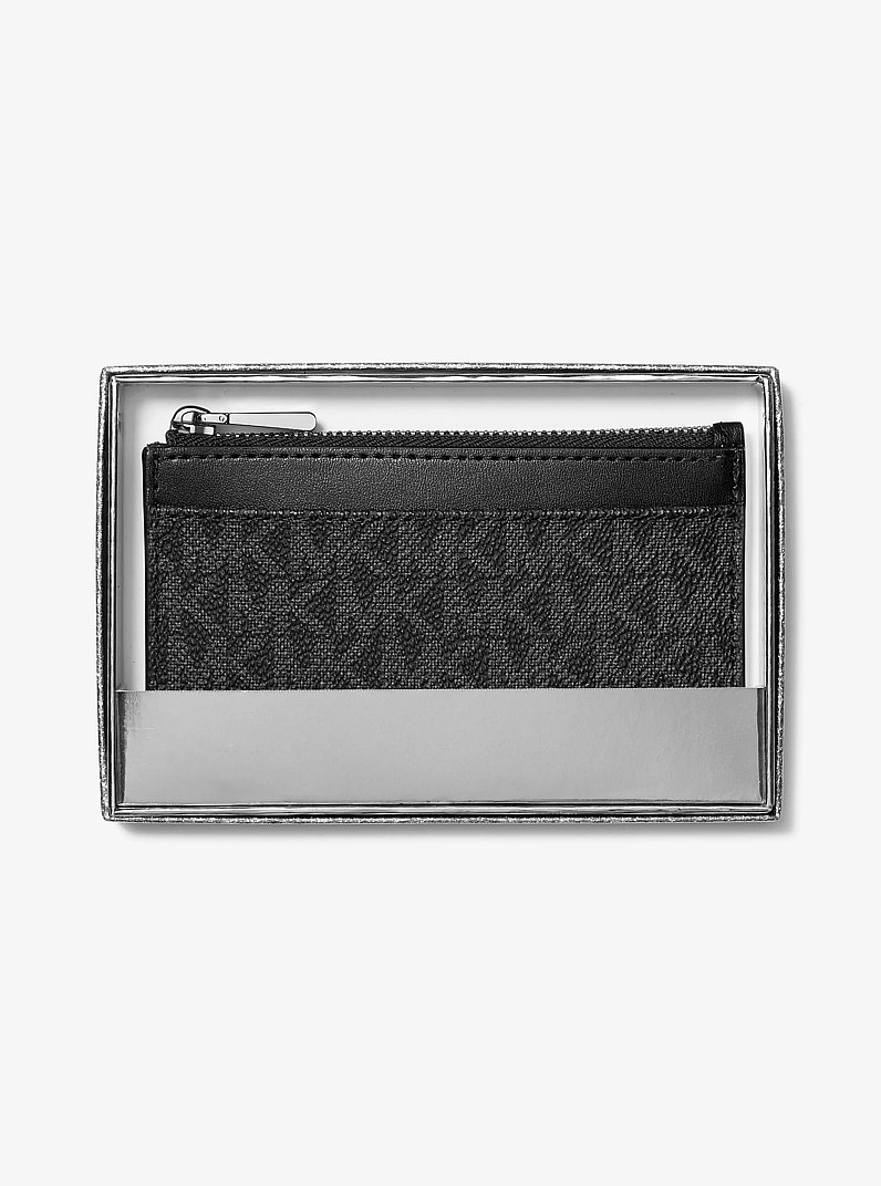 Jet Set Small Signature Logo Card Case in BLACK | Michael Kors