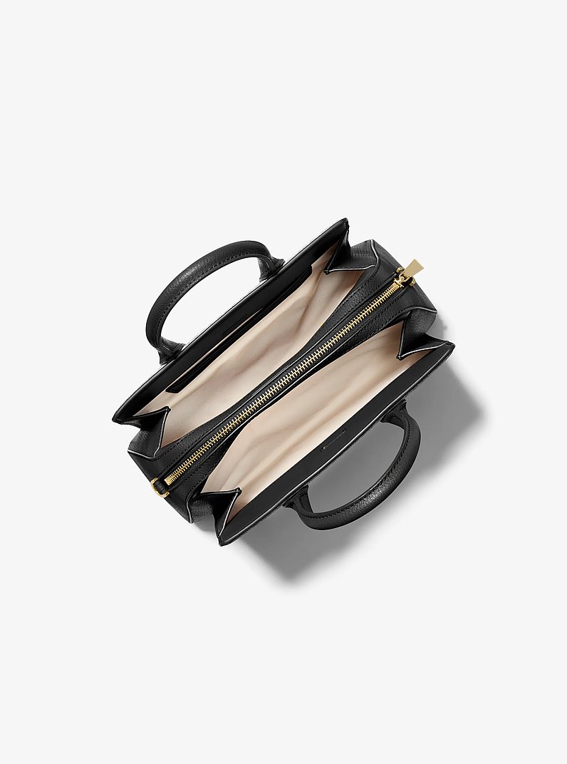 Laila Small Pebbled Leather Satchel in BLACK | Michael Kors