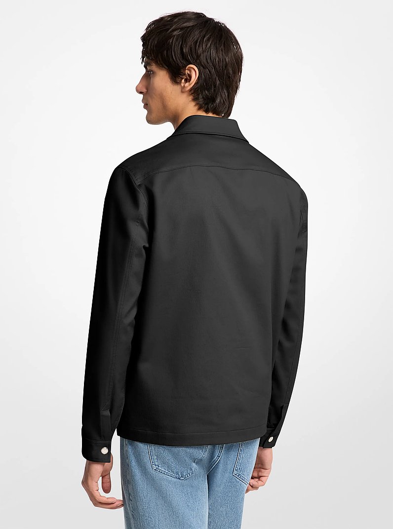 Stretch Cotton Shirt Jacket in BLACK | Michael Kors
