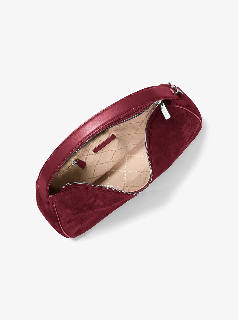 Nayla Medium Fringed Hobo Shoulder Bag in MAROON | Michael Kors