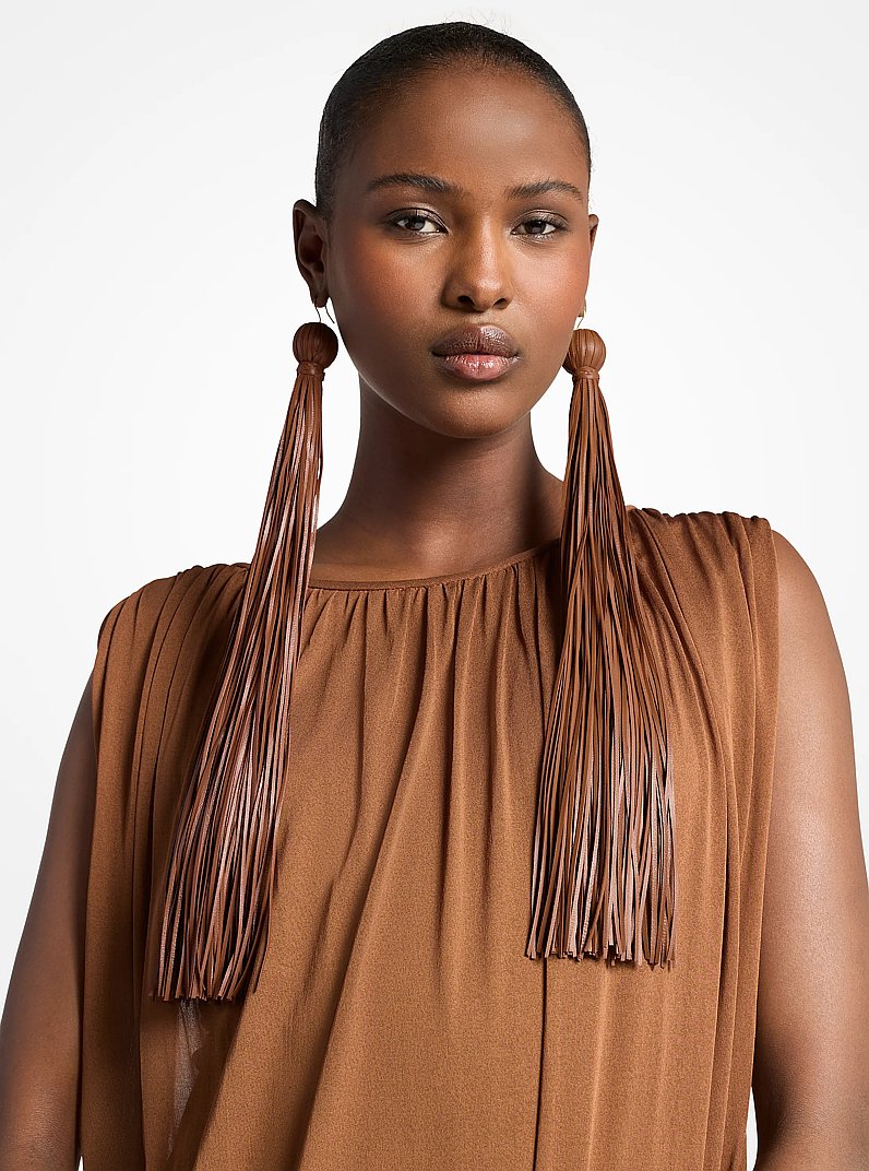 Tassel Leather Earrings in BRANCH | Michael Kors