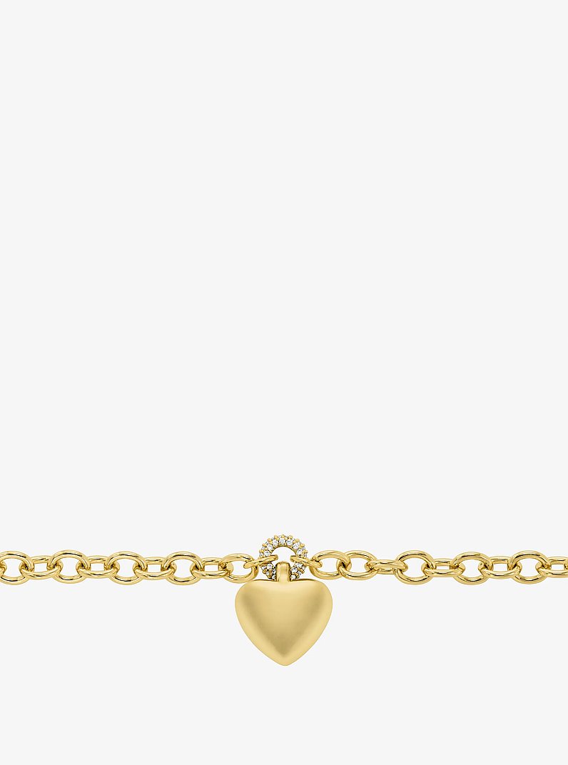 Pav&eacute; Puffy Heart Pendant Bracelet in GOLD | Michael Kors