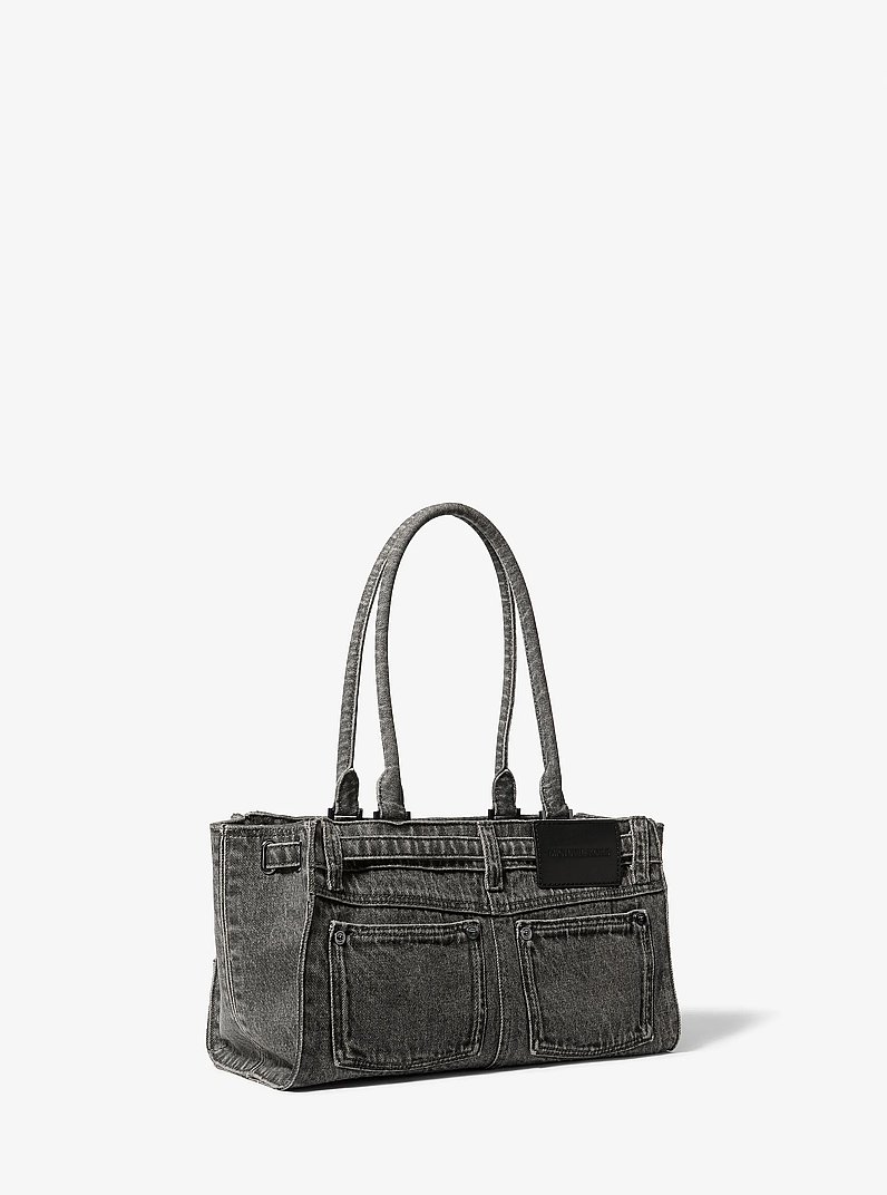 Hamilton Moderne Small Washed Denim Satchel in GRAPHITE | Michael Kors