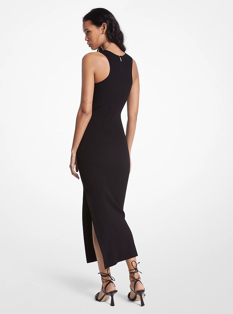 Vestido de tirantes de punto el&aacute;stico acanalado in NEGRO | Michael Kors