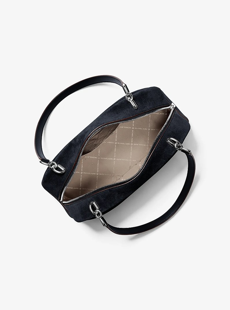 Cecily Medium Suede Shoulder Bag in NAVY | Michael Kors