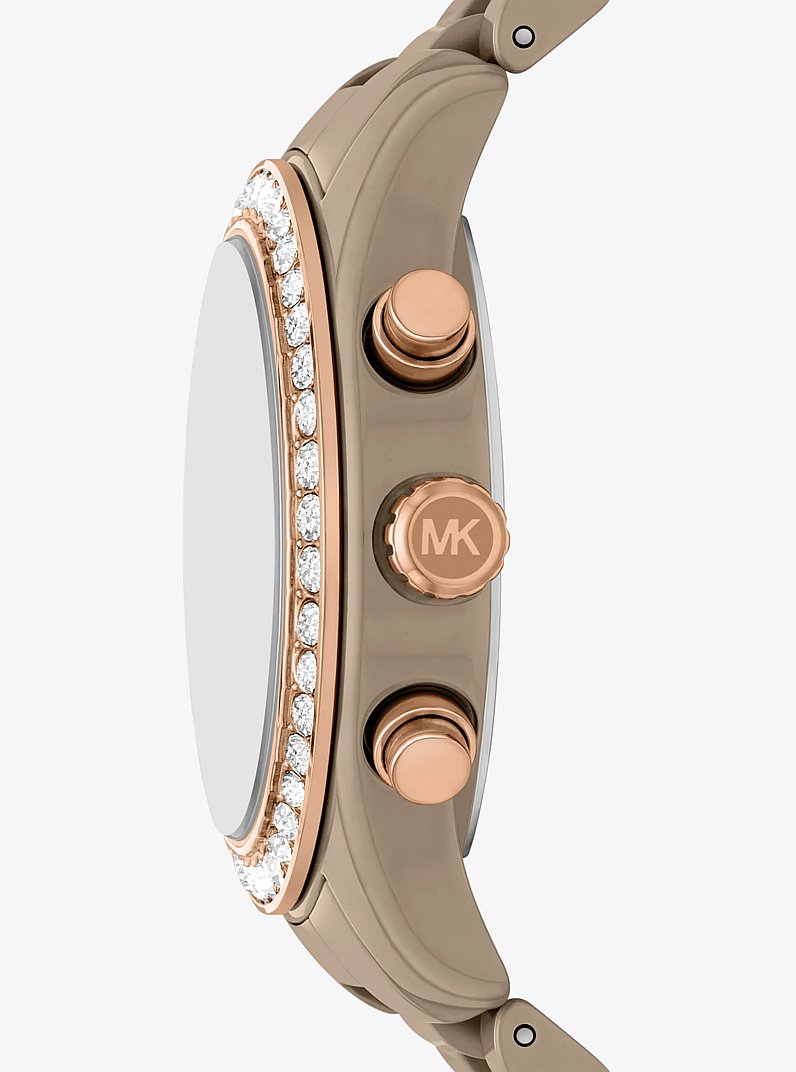 Orologio Lexington beige con pav&eacute; in Visone | Michael Kors