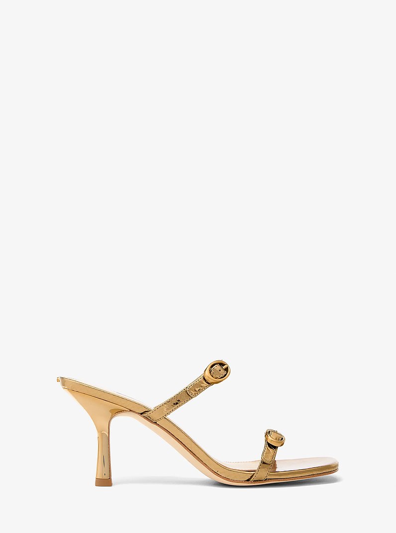 Kya Metallic Leather Sandal in ANTIQUE GOLD | Michael Kors