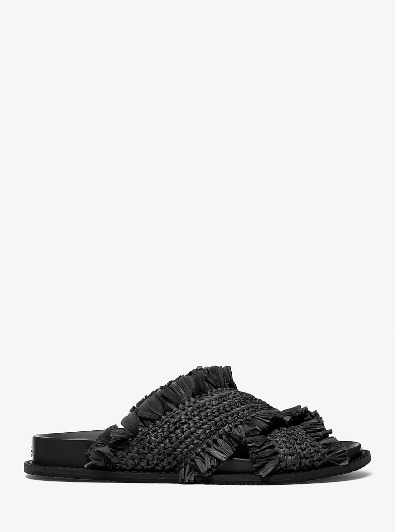 Peyton Fringe Crocheted Sandal in BLACK | Michael Kors