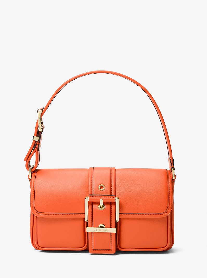 Colby Medium Leather Shoulder Bag in OPTIC ORANGE | Michael Kors