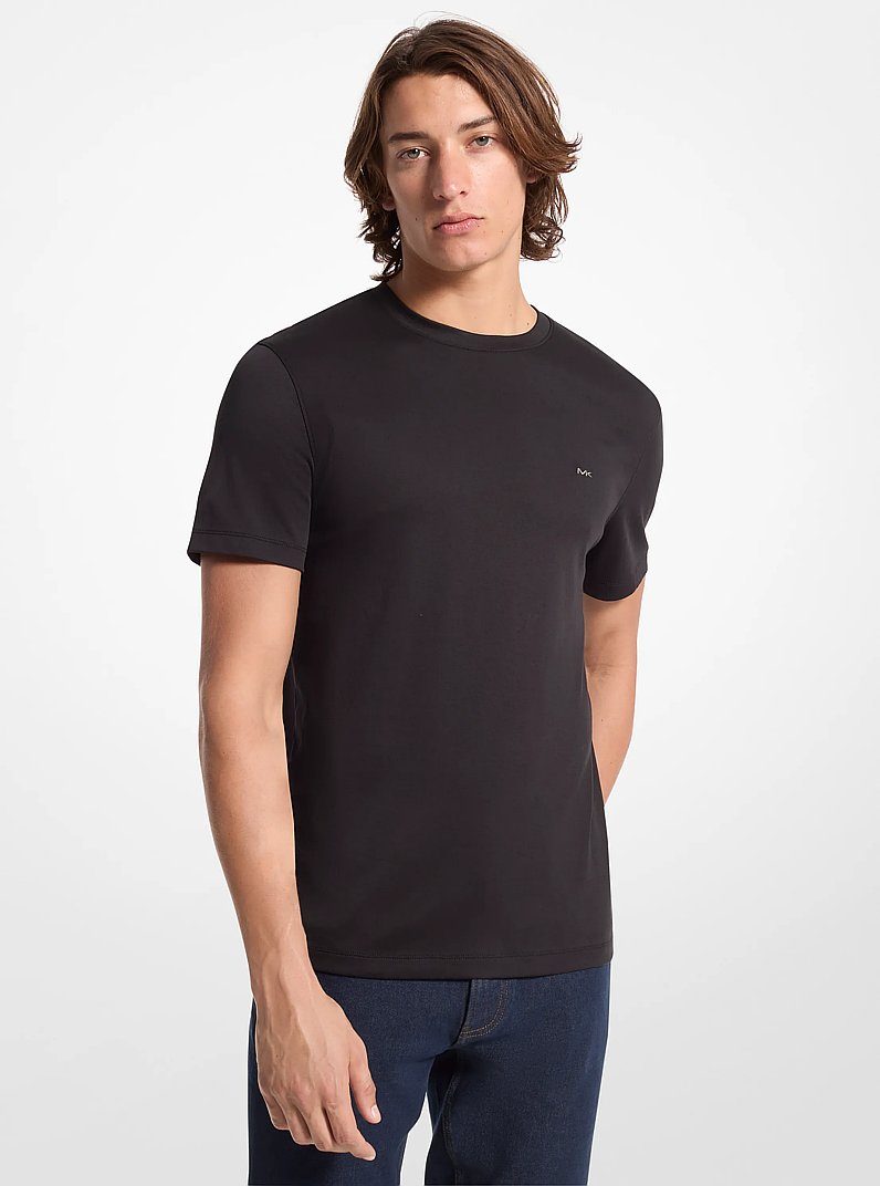 Cotton Crewneck T-Shirt in BLACK | Michael Kors