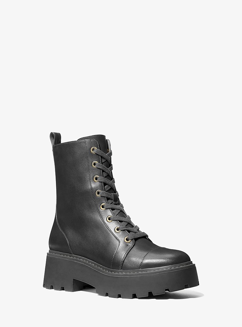Blake Leather Combat Boot in BLACK | Michael Kors