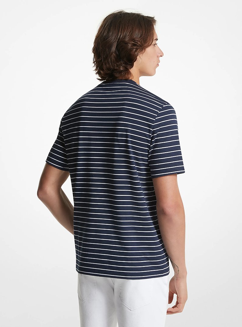 T-shirt a righe in piqu&eacute; di misto cotone Pima