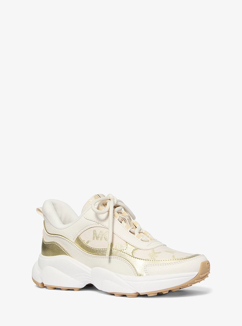Zapatilla Katrina en jacquard con logotipo metalizado in DORADO P&Aacute;LIDO | Michael Kors