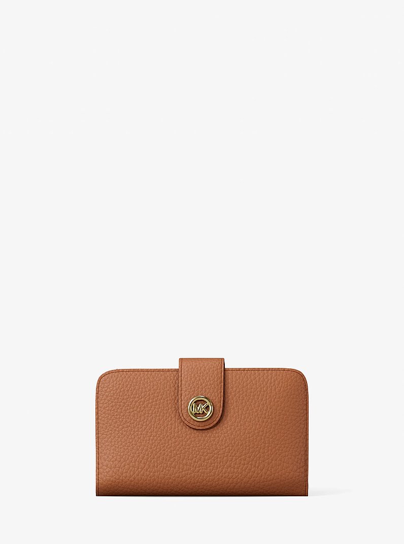 MK Pop Charm Medium Pebbled Leather Wallet in LODEN | Michael Kors