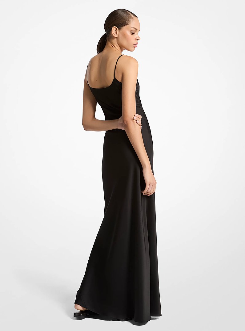 Techno Charmeuse Bias Slip Gown in BLACK | Michael Kors