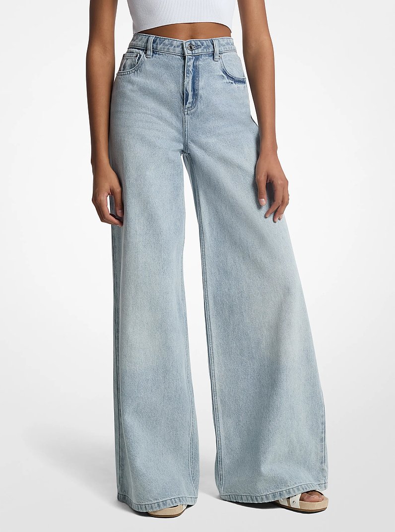 Denim Wide-Leg Jeans in BLUE HAZE WASH | Michael Kors