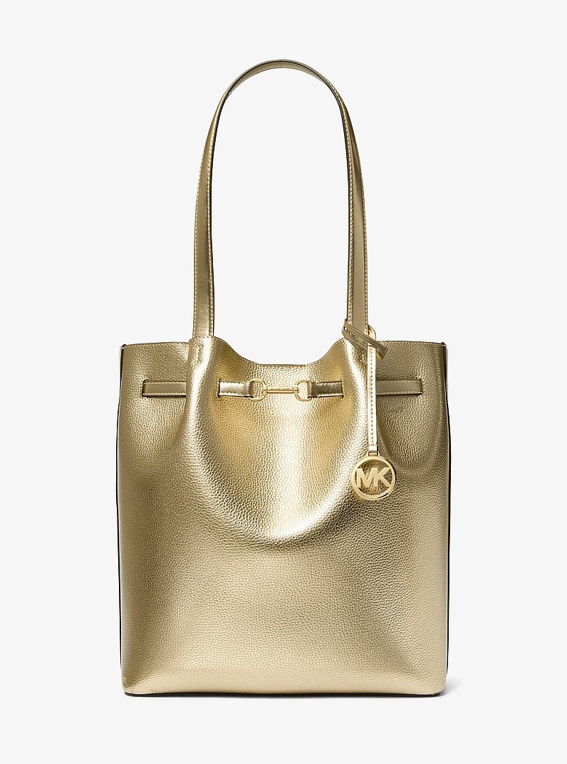 Bolso de hombro Carson grande de cuero metalizado in DORADO P&Aacute;LIDO | Michael Kors