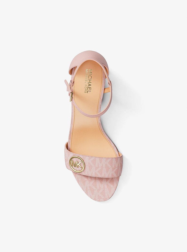 Sandale Hannah &agrave; talon bloc et &agrave; logo Signature in ROSE POUDR&Eacute; | Michael Kors