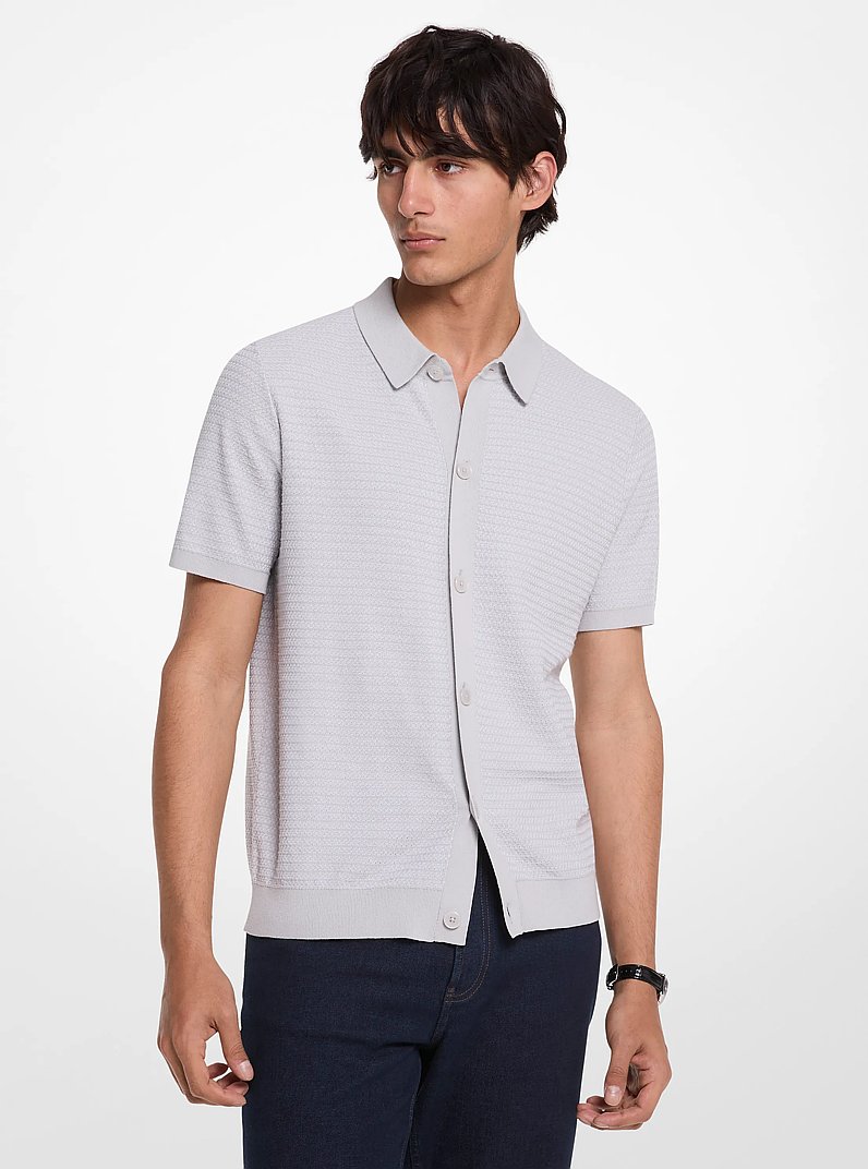 Chemise en coton &agrave; piq&ucirc;res in GRIS PERLE | Michael Kors