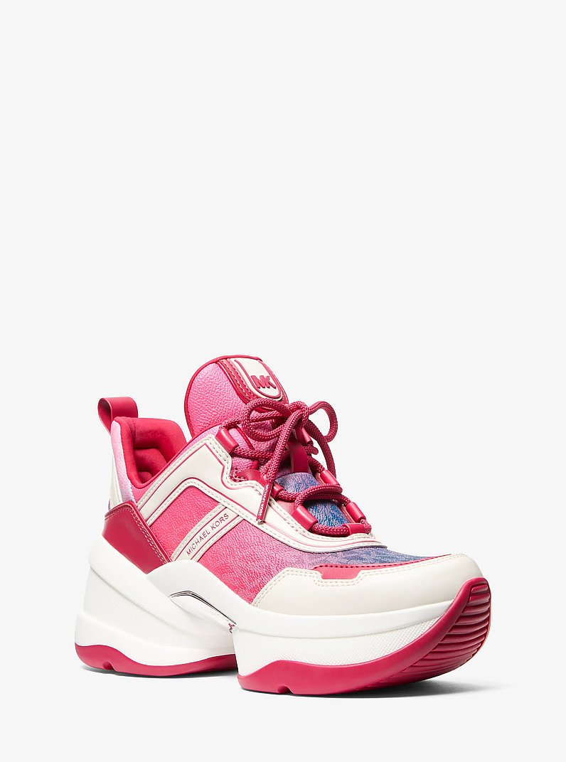 Olympia Ombr&eacute; Signature Logo Trainer in DK RASPBERRY | Michael Kors