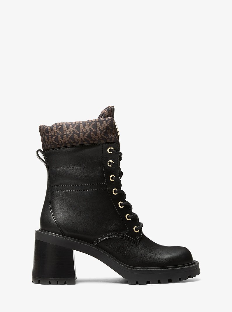 Cade Leather and Signature Logo Combat Boot in BROWN/BLK | Michael Kors