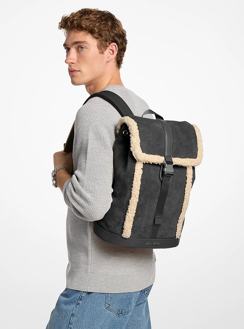 Cooper Suede and Sherpa Backpack in BLACK - Sale | Michael  display picture 3