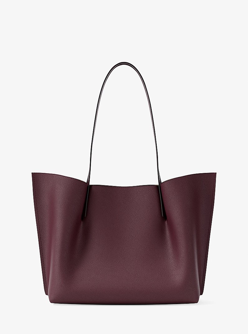Emilia Large Pebbled Leather Tote Bag in OXBLOOD | Michael Kors