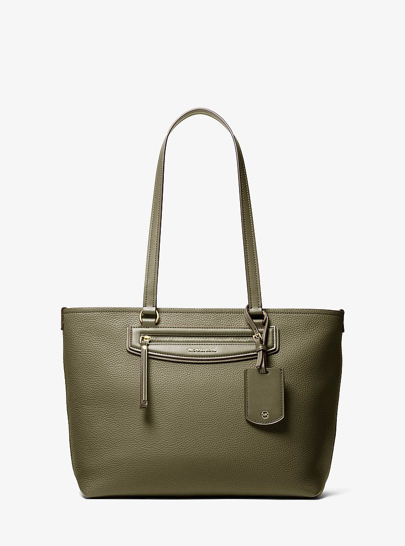 Jet Set Travel Medium Pebbled Leather Tote Bag in LODEN | Michael Kors