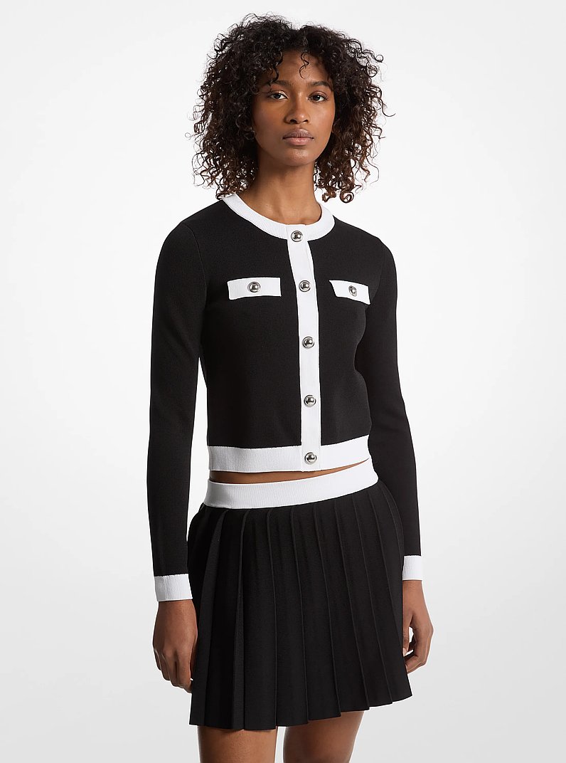 Cardigan en m&eacute;lange de viscose avec fermeture &agrave; bouton-pression in NOIR | Michael Kors