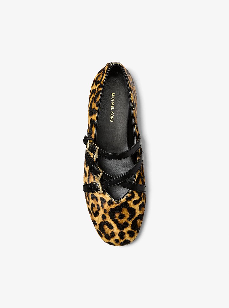 Indy Flex Leopard Print Calf Hair Ballet Flat in MARIGOLD | Michael Kors