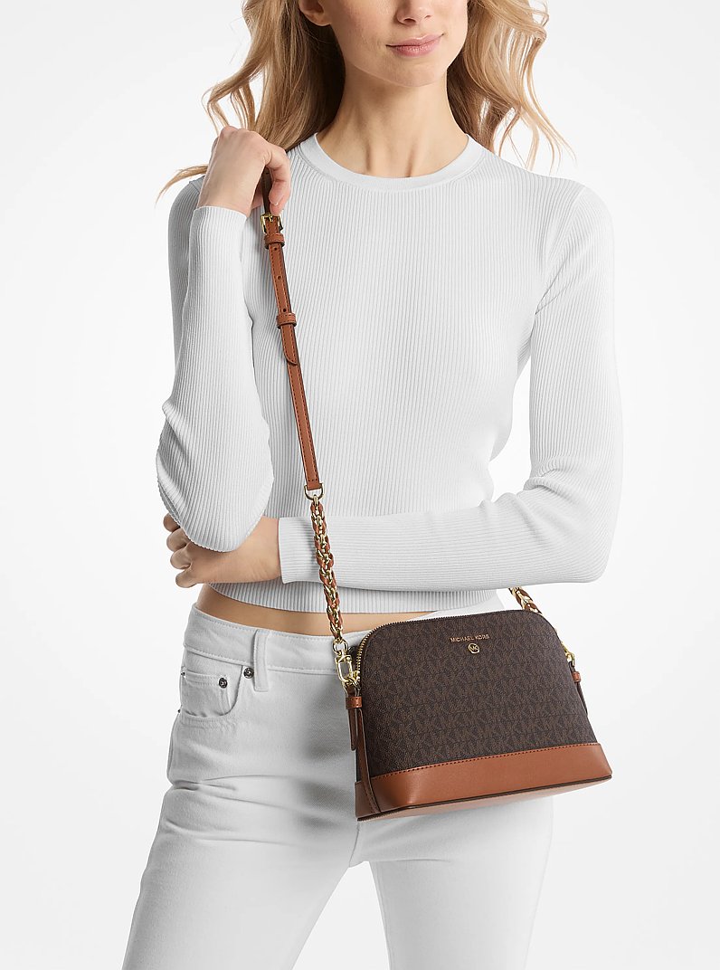 Large Logo Dome Crossbody Bag in BRN/ACORN | Michael Kors