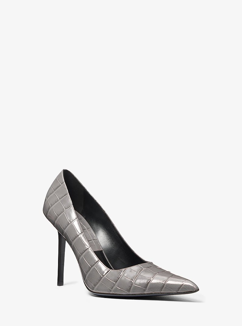 Pumps Winona aus Leder mit Krokodilpr&auml;gung in SCHIEFER | Michael Kors