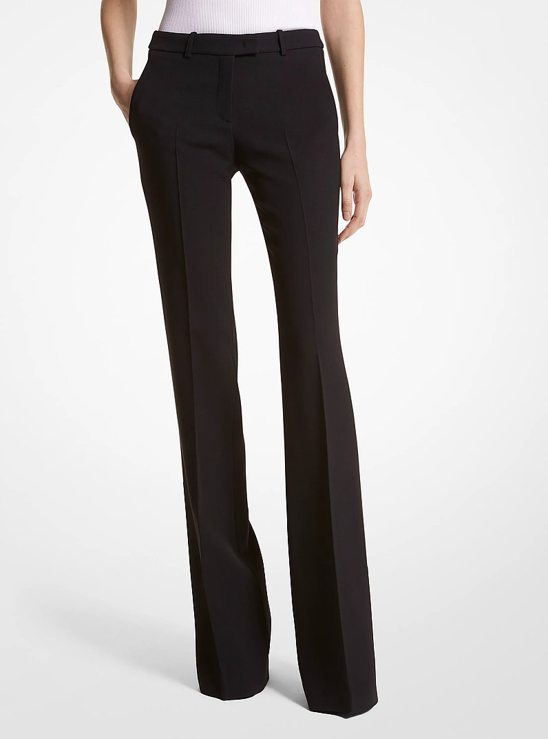 Haylee Double Crepe Sabl&eacute; Flared Trousers in BLACK | Michael Kors