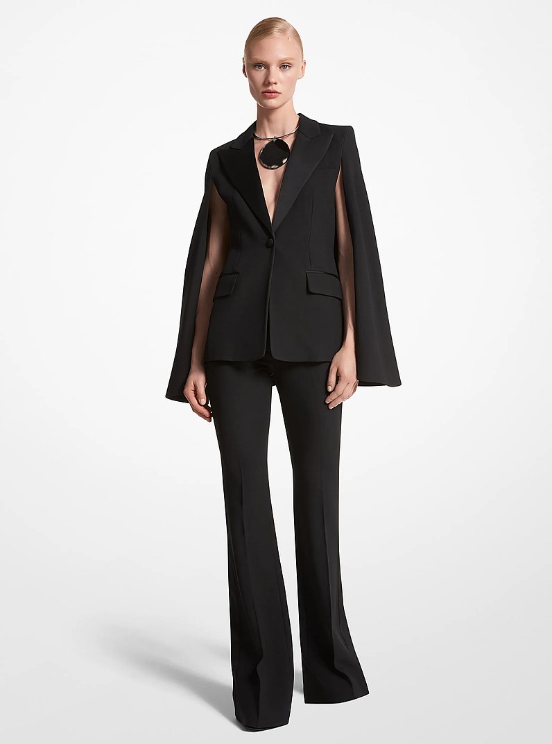 Chaqueta de esmoquin tipo capa de crep&eacute; sabl&eacute; doble in NEGRO | Michael Kors