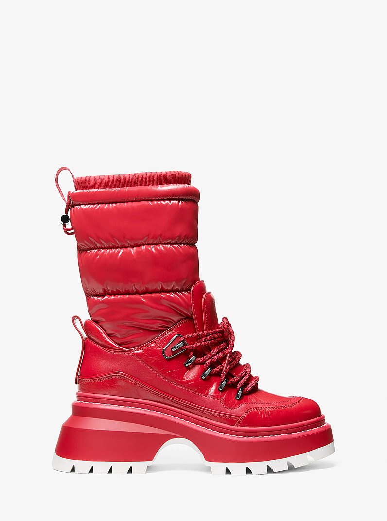 Shiloh Mixed-Media Boot in CRIMSON | Michael Kors