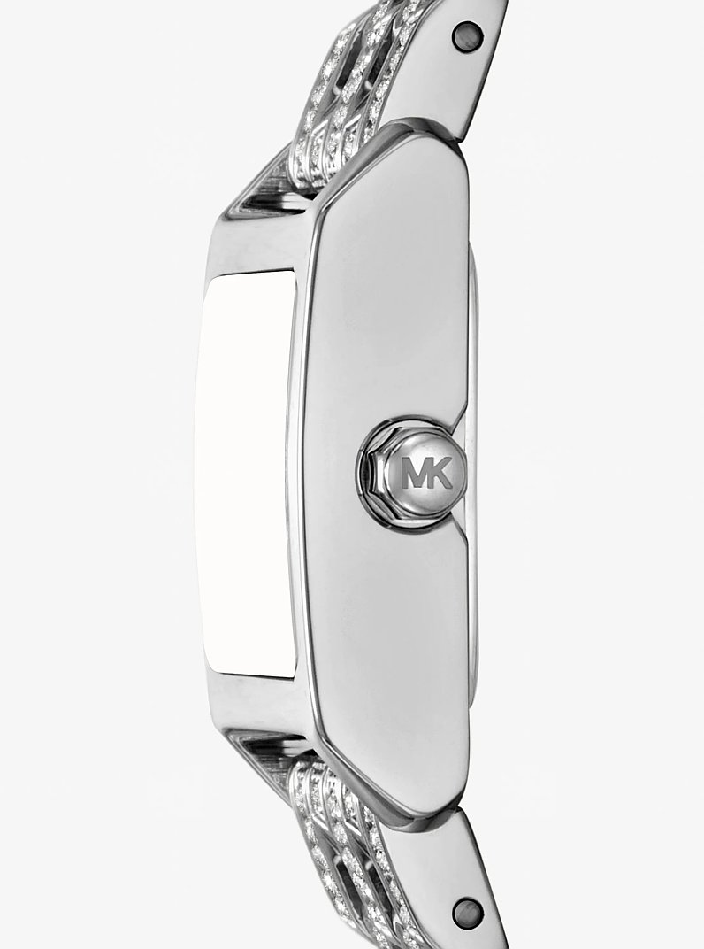 Micro Georgie Pav&eacute; Silver-Tone Watch in SILVER | Michael Kors
