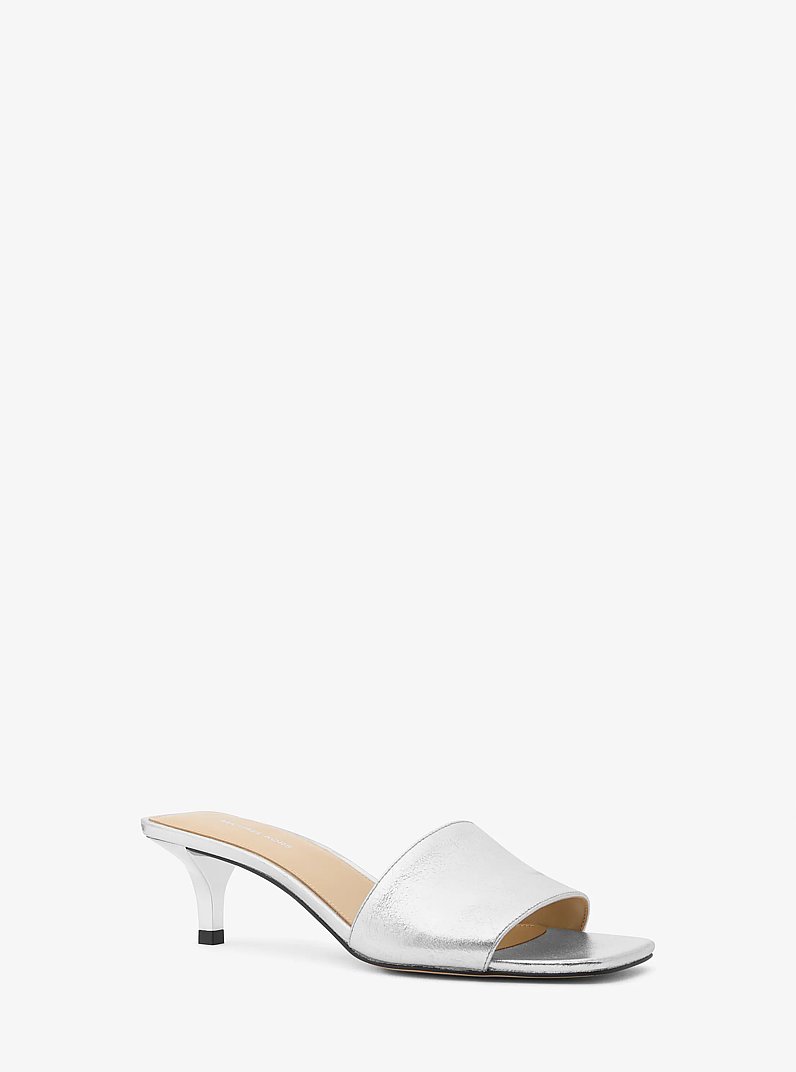 Merriam Metallic Leather Kitten Heel Sandal