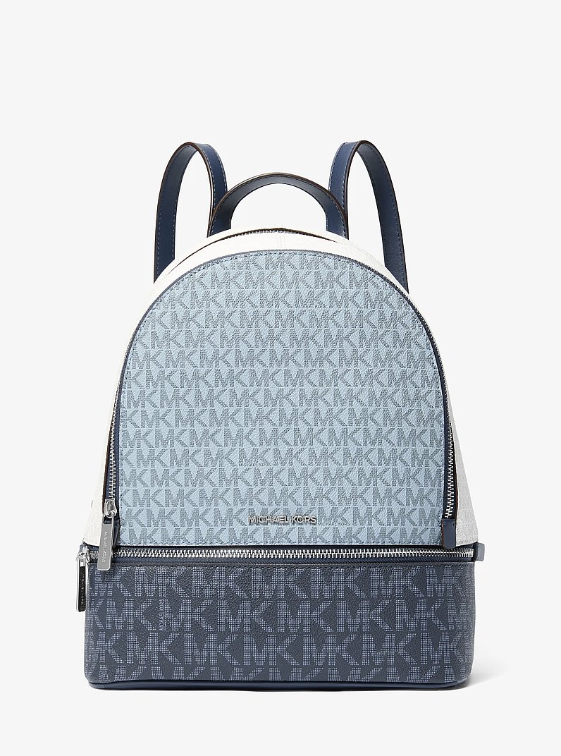 Rhea Medium Color-Block Signature Logo Backpack in ADMIRL MULTI | Michael Kors